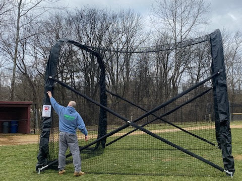 Home Plate Cage, on-field, collapsible, stable, store – BATCO Batting Cages