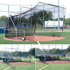 Folding Home Plate cage in sequence of closed to open