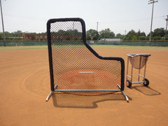 Protective L-screen with padding and hip guard.